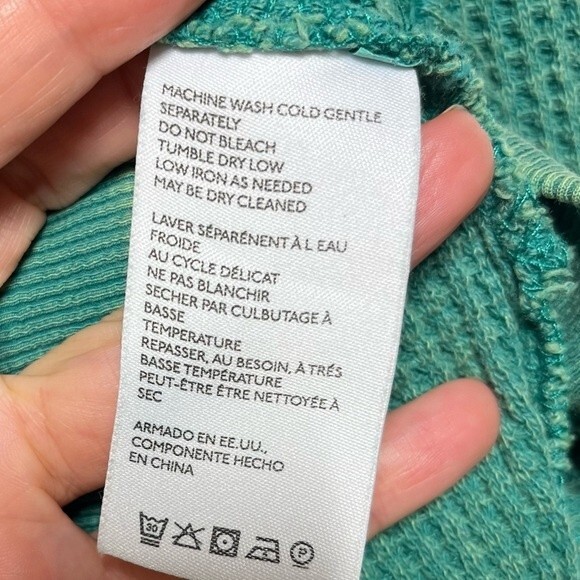 Anthropologie Saturday/Sunday Aliana Waffle Pullover in Blue Green M NWOT - Picture 7 of 14